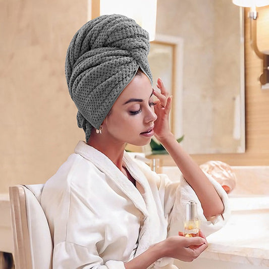 Large women's dry hair towel, ultra-fine fiber wrapped with elastic band, anti frizzy wet hair, quick drying headscarf, hair tow